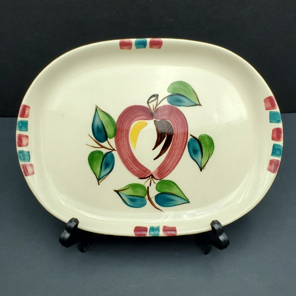 Purinton Apple Serving Platter Slip Ware 12" Oval Serving Dish